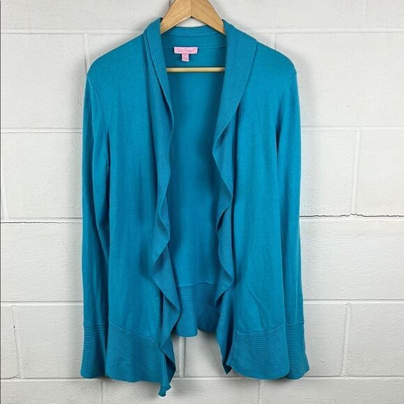 Lily Pulitzer women’s ruffle open front lightweight cashmere blend cardigan - Picture 1 of 7